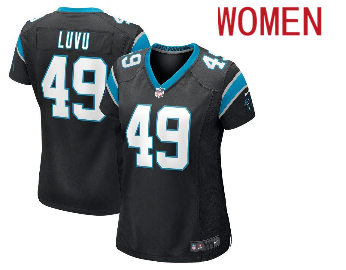 Women Carolina Panthers 49 Frankie Luvu Nike Black Game NFL Jersey